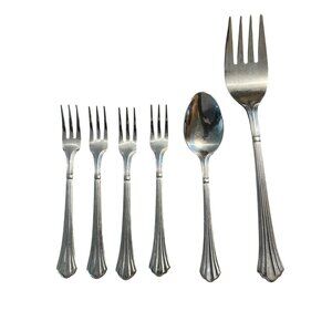 Estia Dorian Stainless Flatware Set Of 6 - 4 Cocktail Forks 1 Soup Spoon 1 Servi